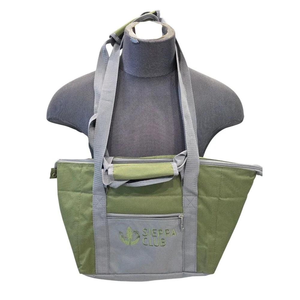 Sierra Club Insulated Thermal Green Canvas Cooler Tote Bag Huge